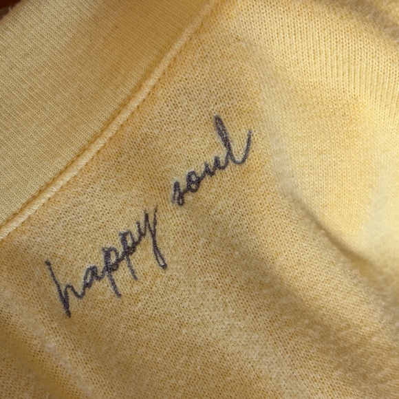 Peace Love World 'Happy Soul' Yellow Sweatshirt, XS - Picture 3 of 14